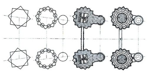Diagram of the Petronas Towers eight-pointed star floor plan