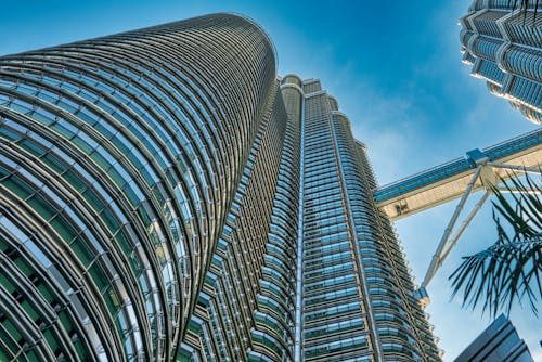 Close-up view of the Petronas Towers Skybridge from below